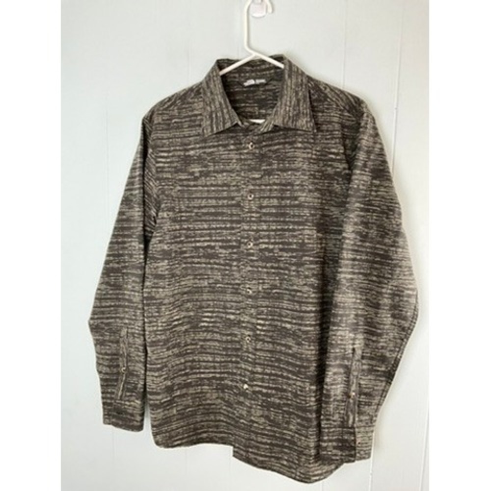 The North Face Mens NF0A3KEZ Abstract Print Button Down Shirt Gray Green Medium